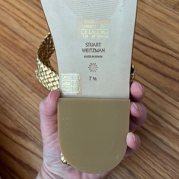 Stuart Weitzman Women's Teodora Braided Slingback Sandal, Metallic US 7.5 - Picture 5 of 16